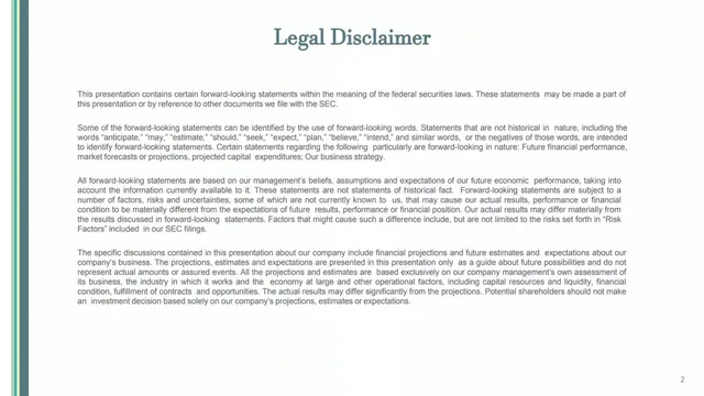 Disclaimer slide 2 from 1847 Holdings LLC