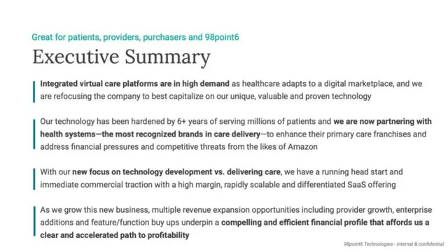 Company overview slide 2 from 98point6