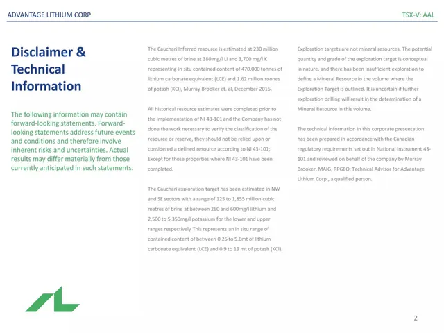 Disclaimer slide 2 from Advantage Lithium Corp