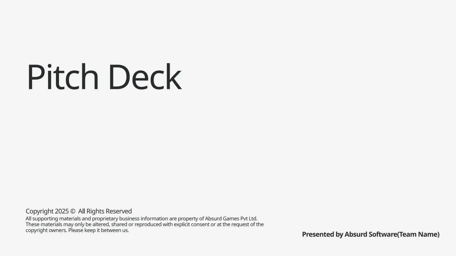 Absurd Games pitch deck slide