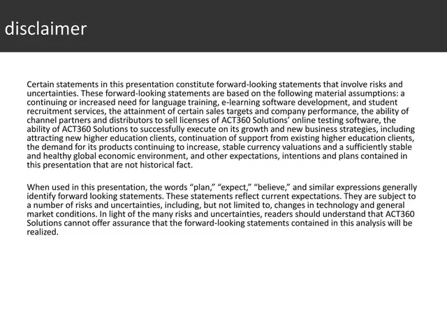 Disclaimer slide 2 from ACT360 Solutions