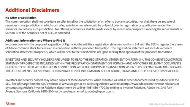 Disclaimer slide 3 from Figma (Acquisition by Adobe)