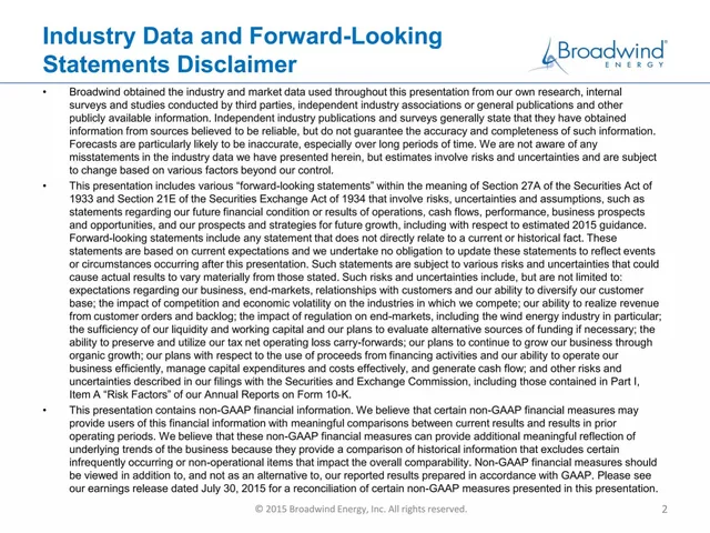 Disclaimer slide 2 from Broadwind Energy