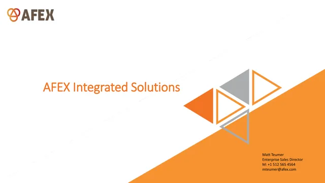 AFEX Integrated Solutions (Associated Foreign Exchange, Inc.) pitch deck cover