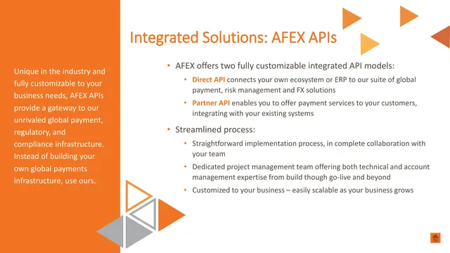 Product / solution slide 5 from AFEX Integrated Solutions (Associated Foreign Exchange, Inc.)