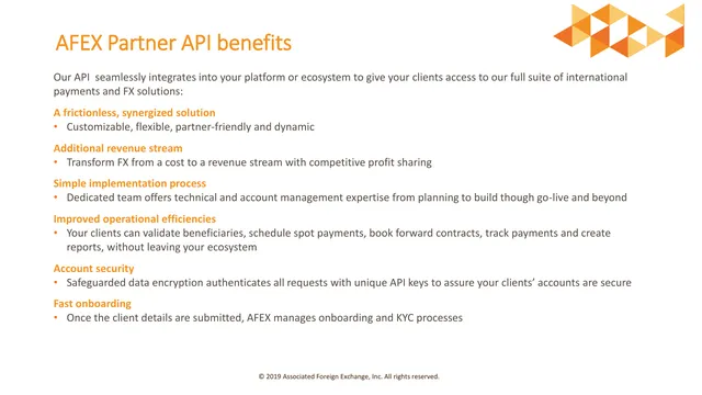 Product / solution slide 10 from AFEX Integrated Solutions (Associated Foreign Exchange, Inc.)