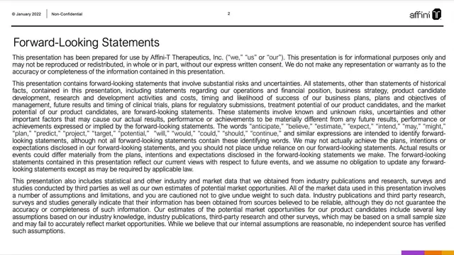 Disclaimer slide 2 from Affini-T Therapeutics
