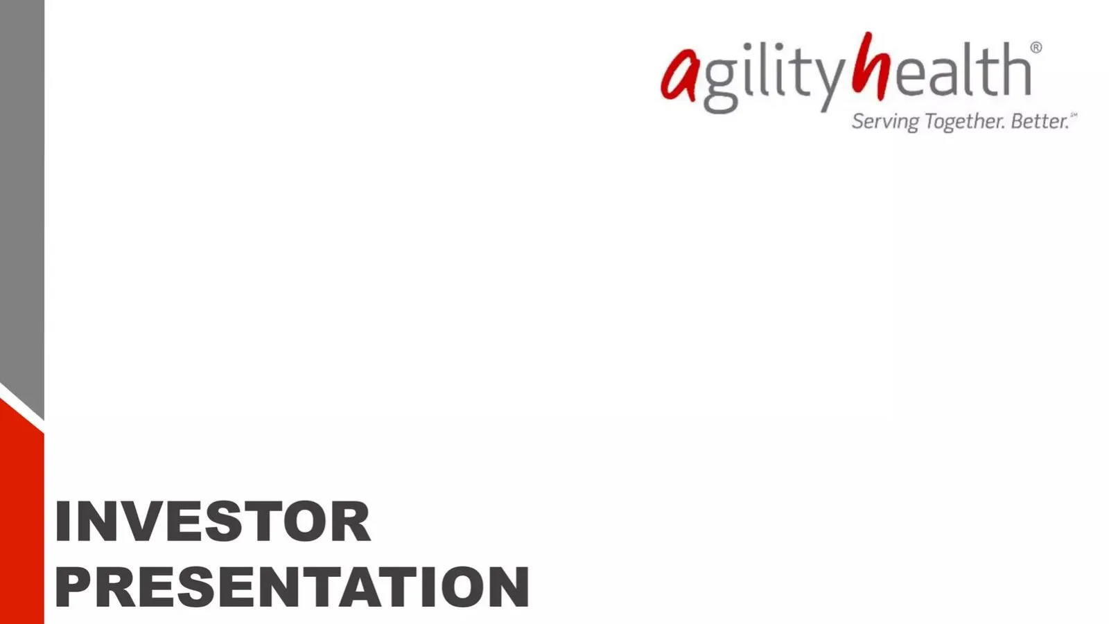 Agility Health pitch deck slide