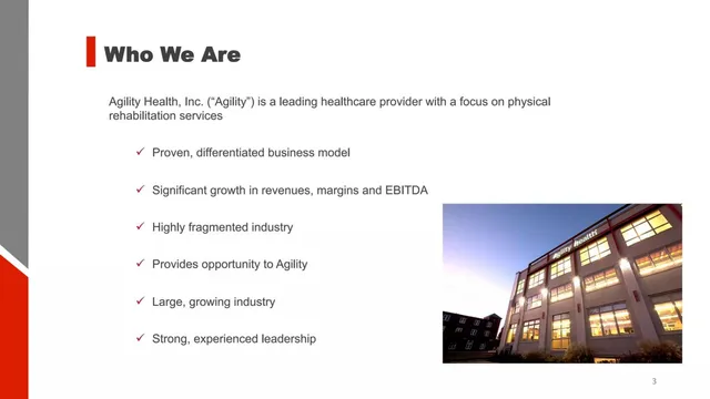 Company overview slide 3 from Agility Health