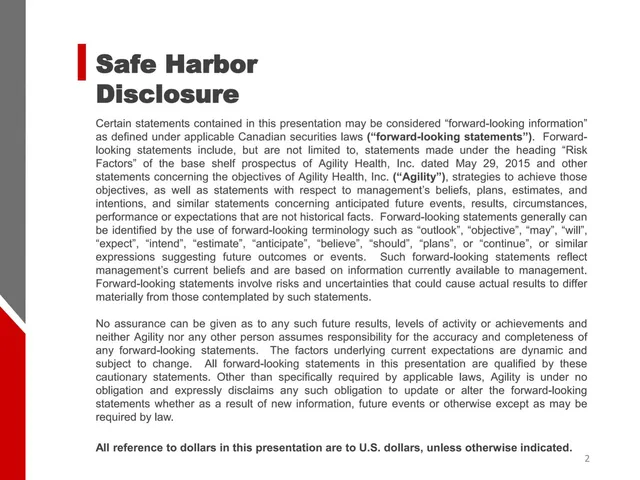 Disclaimer slide 2 from Agility Health