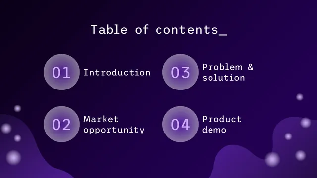 Agenda / contents slide 3 from AI App