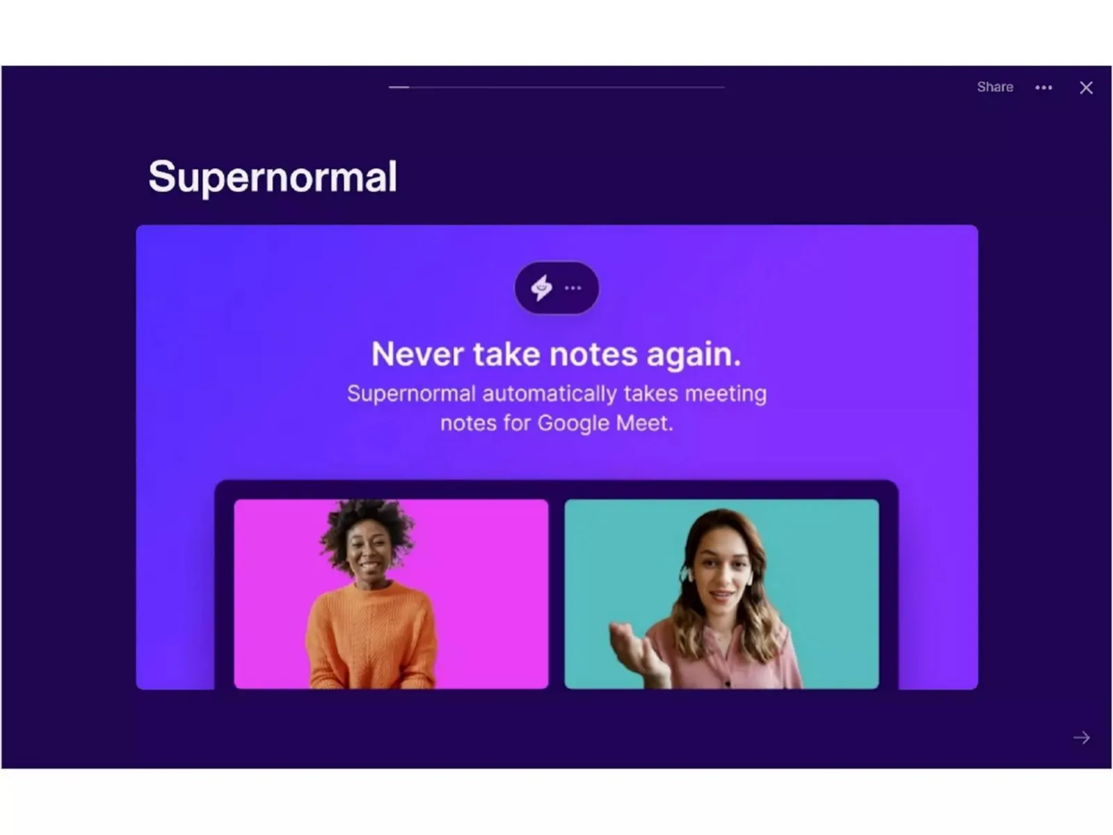 Supernormal pitch deck slide