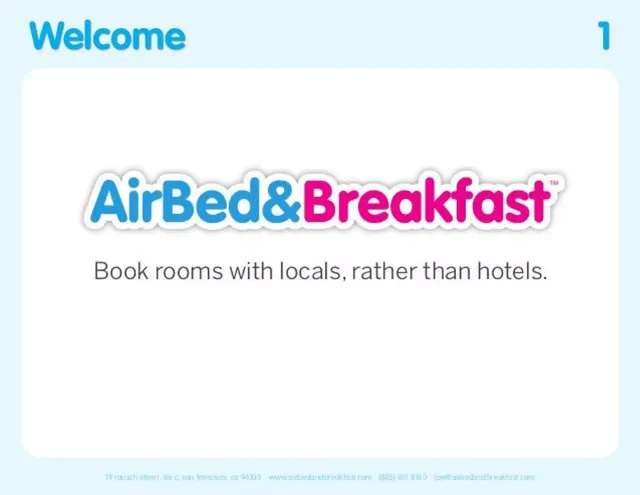 AirBed&Breakfast (Airbnb) pitch deck cover