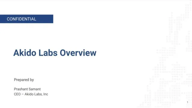 Akido Labs pitch deck cover