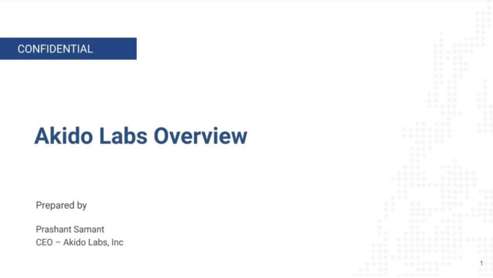 Akido Labs pitch deck slide