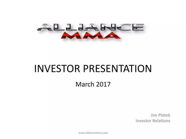 Alliance MMA, Inc. pitch deck cover