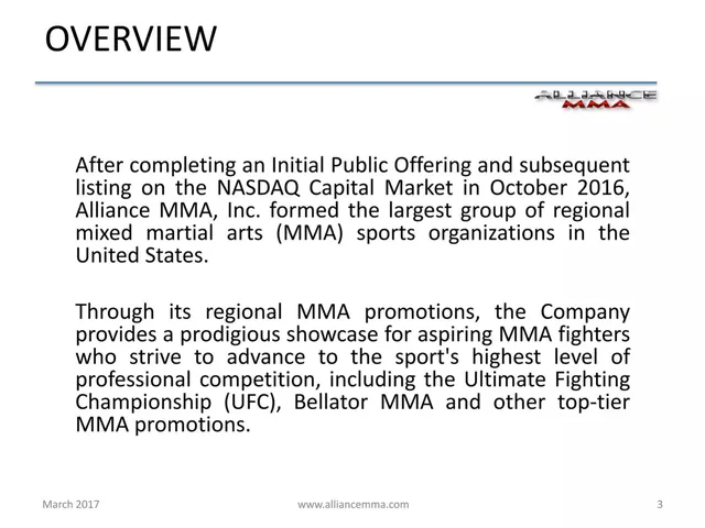Company overview slide 3 from Alliance MMA, Inc.