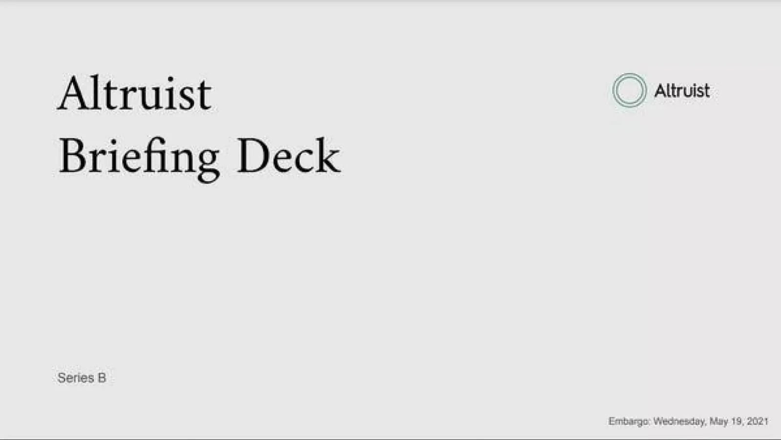 Altruist pitch deck slide