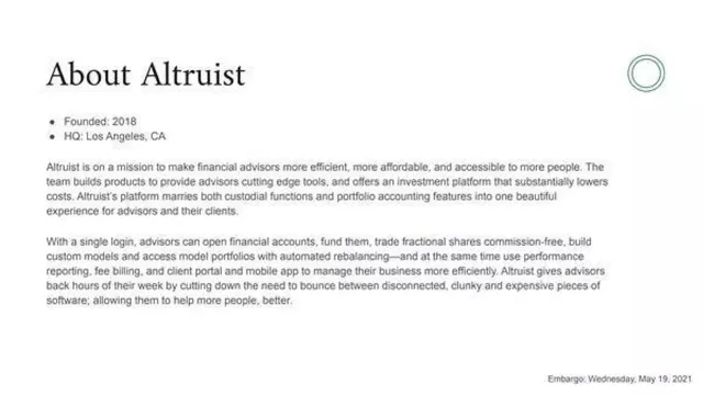 Product / solution slide 6 from Altruist