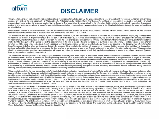 Disclaimer slide 2 from ALTUM
