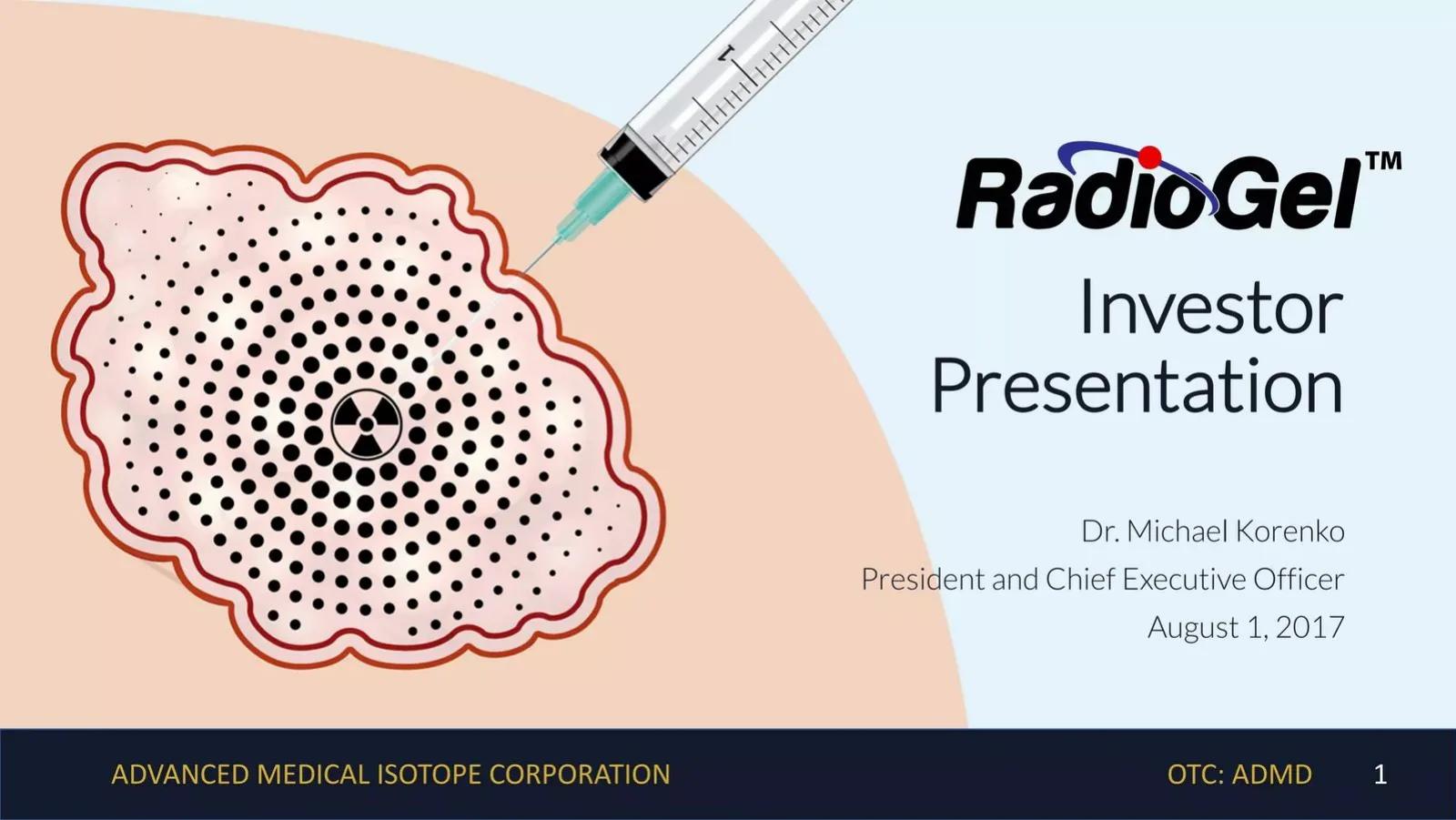 Advanced Medical Isotope Corporation (AMI) pitch deck slide