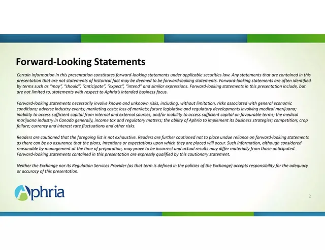 Disclaimer slide 2 from Aphria Medical Marijuana