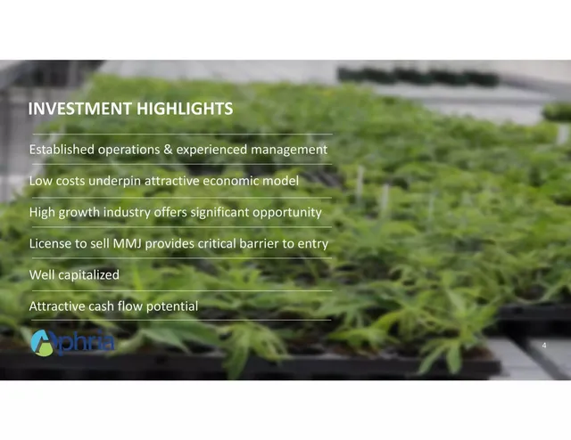 Company overview slide 4 from Aphria Medical Marijuana