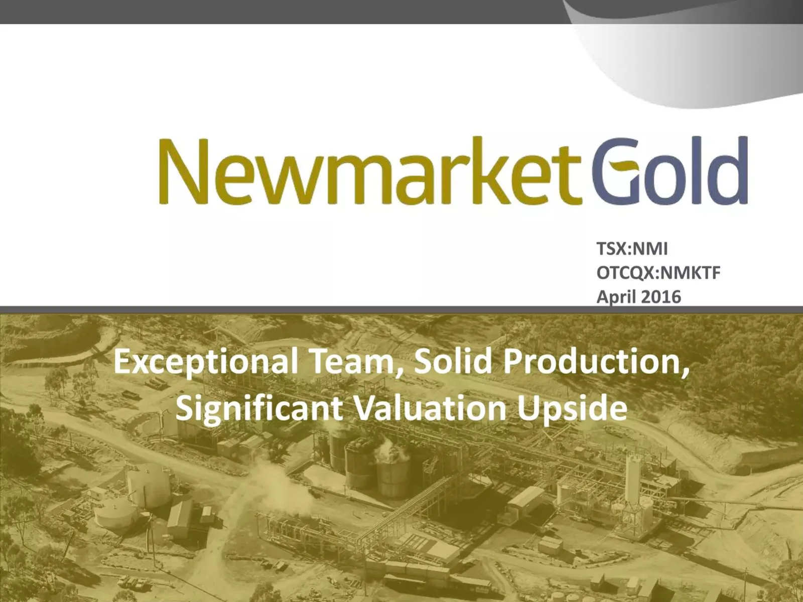 Newmarket Gold pitch deck slide