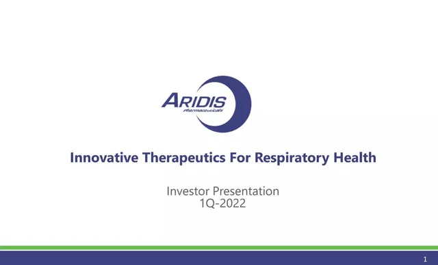 Aridis Pharmaceuticals pitch deck cover