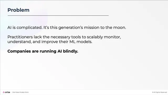 Problem slide 3 from Arize AI