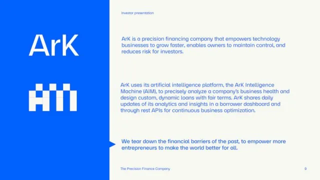 Product / solution slide 9 from Ark Kapital