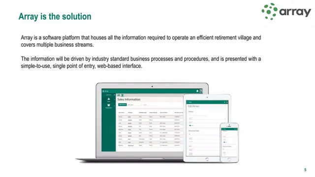 Product / solution slide 5 from Array
