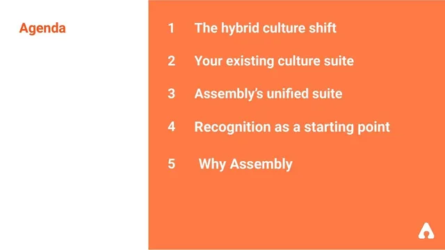 Agenda / contents slide 4 from Assembly