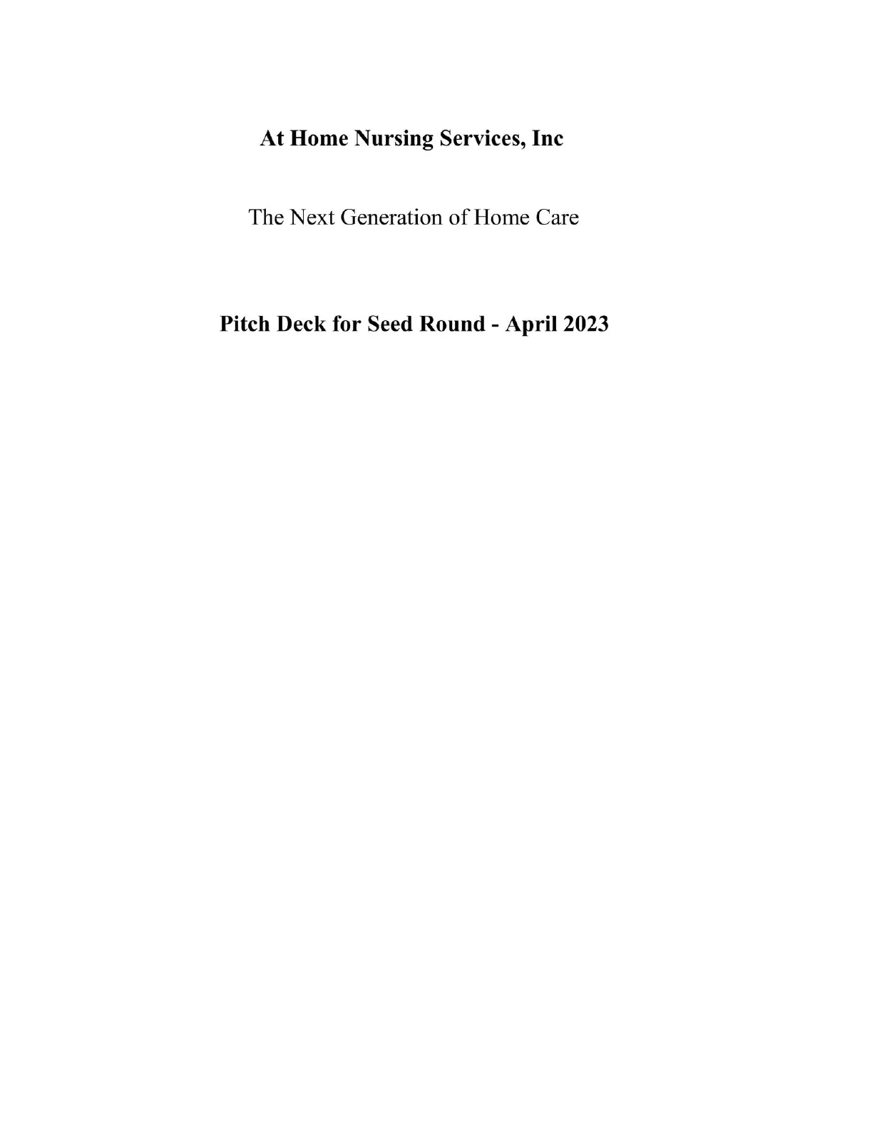 At Home Nursing Services, Inc pitch deck slide