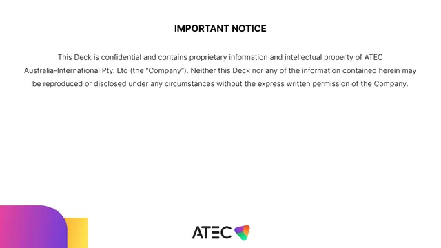 Disclaimer slide 2 from ATEC Australia-International Pty Ltd