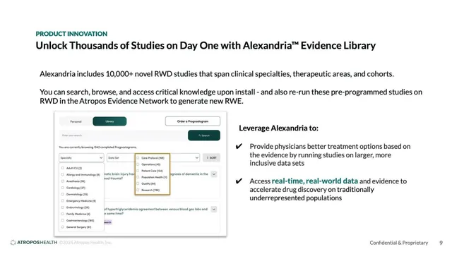 Product / solution slide 9 from Atropos Health