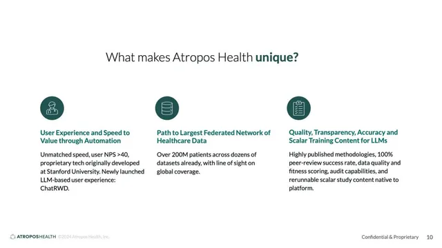 Product / solution slide 10 from Atropos Health