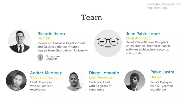 Team slide 4 from Auctio