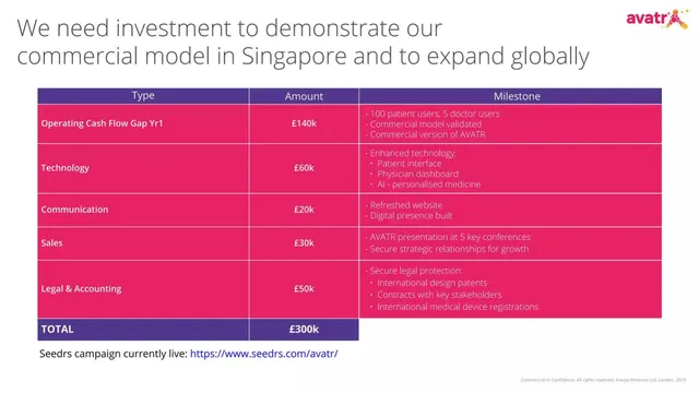 Ask & use of funds slide 7 from Avatr (Inavya Ventures Ltd.)