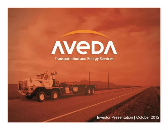 Aveda Transportation and Energy Services pitch deck cover