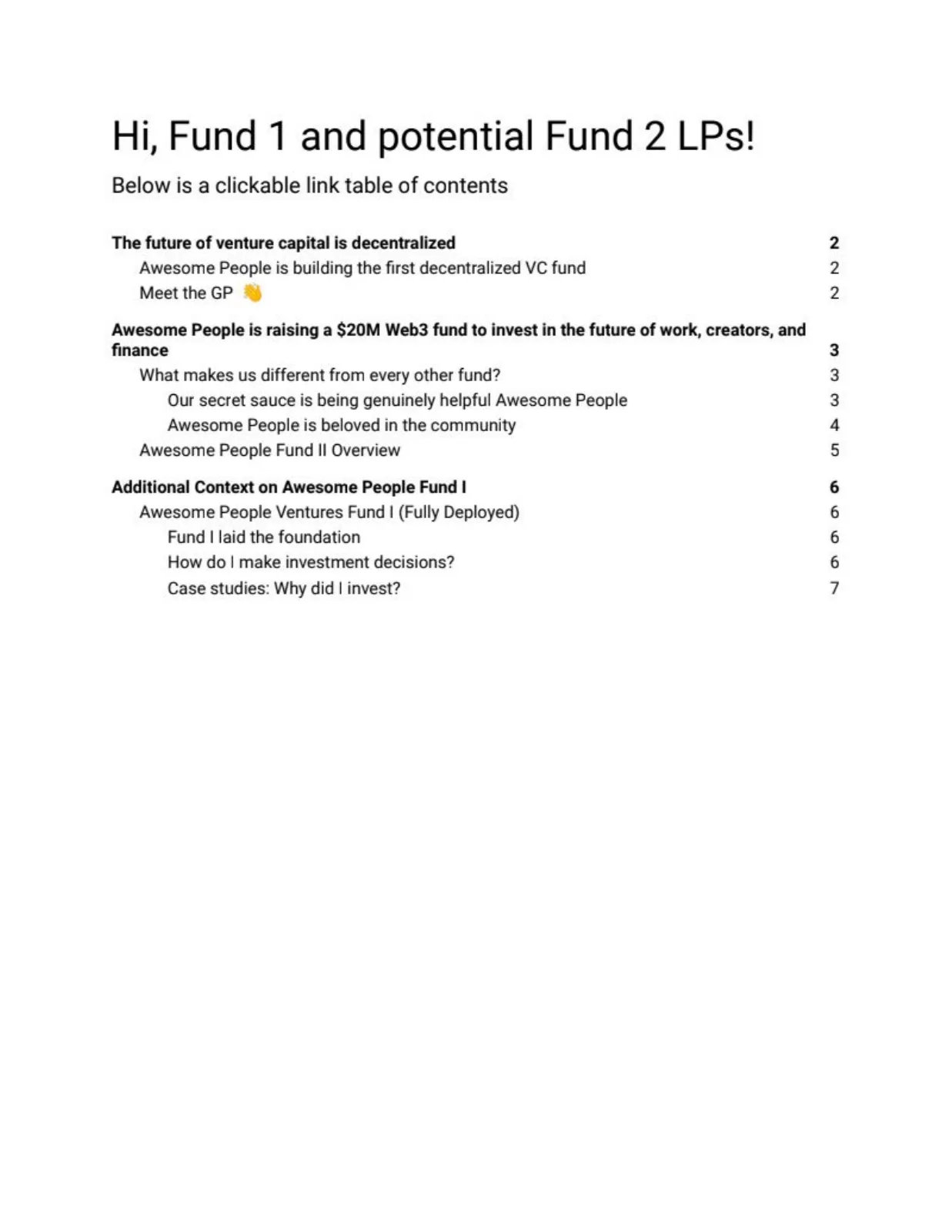 Awesome People Ventures Fund 2 pitch deck slide