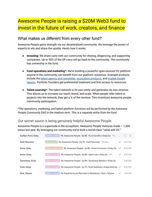 Business model / revenue streams slide 3 from Awesome People Ventures Fund 2