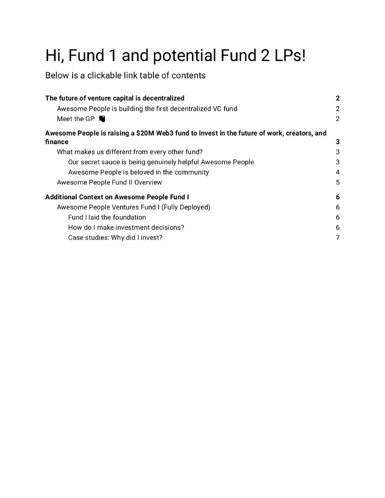 Awesome People pitch deck slide