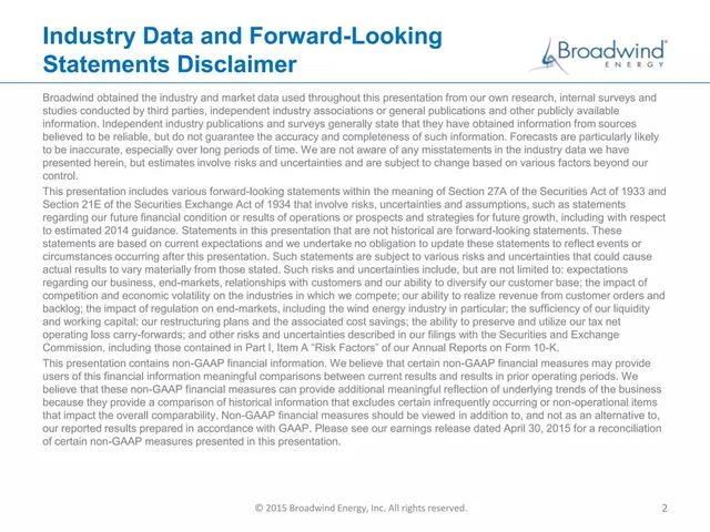 Disclaimer slide 2 from Broadwind Energy