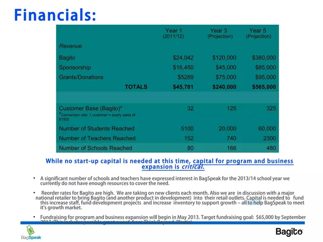 Ask & use of funds slide 8 from Bag Speak and Bagito