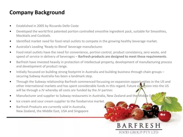 Company overview slide 4 from BarFresh Food Group Inc.