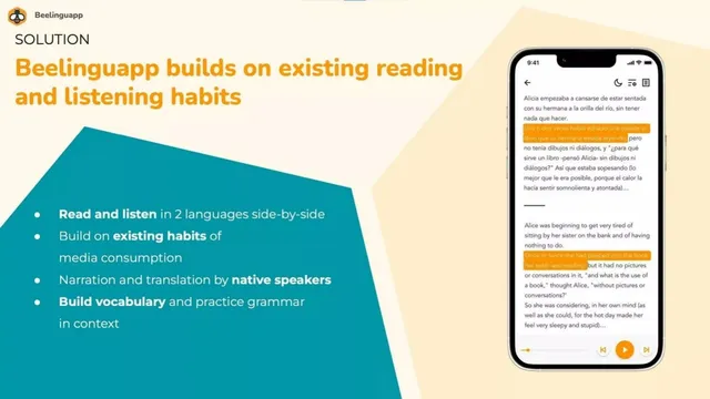 Product / solution slide 3 from Beelinguapp