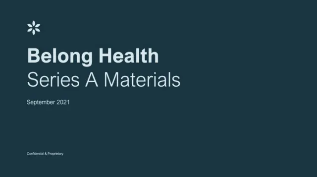 Belong Health pitch deck cover