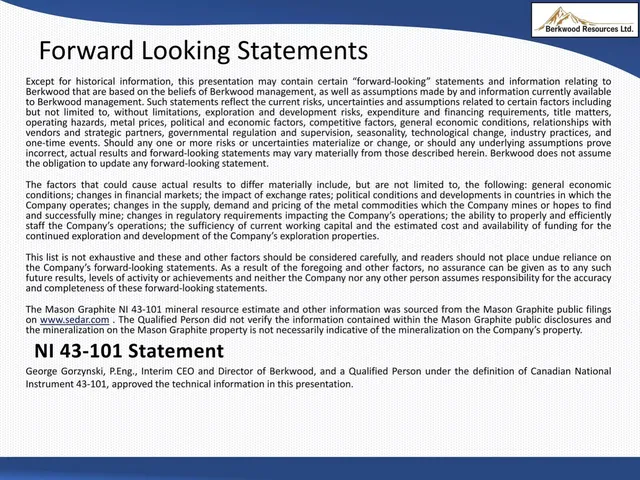Disclaimer slide 2 from Berkwood Resources Ltd.