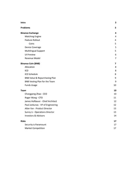Agenda / contents slide 2 from Binance